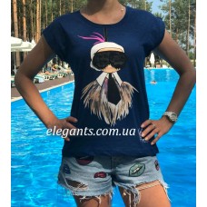 Женская футболка FENDI (Italy) синяя, купить на сайте супермаркета - интернет магазин одежды и нижнего белья «Элегант» Сумы (Украина) - каталог женской одежды Фенди (Италия) коллекции моды (смотреть онлайн видео и фото девушки топ модели)