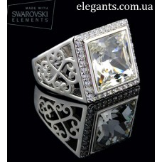 Эффектный красивый перстень с кристаллом Swarovski Classic Square Crystal родий. Где купить ювелирные изделия? Украшения из золота в интернет магазине "Элегант" Сумы (Украина) - ювелирный каталог 2017 года (смотреть онлайн видео и фото)