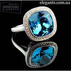 Элегантное кольцо с кристаллом Swarovski Cushion Square Crystal Indicolite родий. Где купить ювелирные изделия? Украшения из золота на сайте интернет магазин "Элегант" Сумы (Украина) - ювелирный каталог 2017 года (смотреть онлайн видео фото)