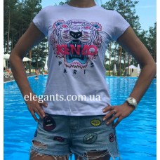 Женская футболка KENZO белого цвета купить, на сайте супермаркета - интернет магазин одежды и нижнего белья «Элегант» Сумы (Украина) - каталог женской одежды коллекции моды (смотреть онлайн бесплатно видео и фото девушки топ модели)