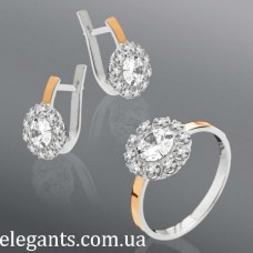 Серебрянный набор с золотыми вставками "Ромашка". Купить подарки - ювелирные женские украшения из серебра и золота на сайте супермаркета интернет магазин «Элегант» Сумы (Украина) - ювелирный фото каталог моды (смотреть видео девушки топ модели)